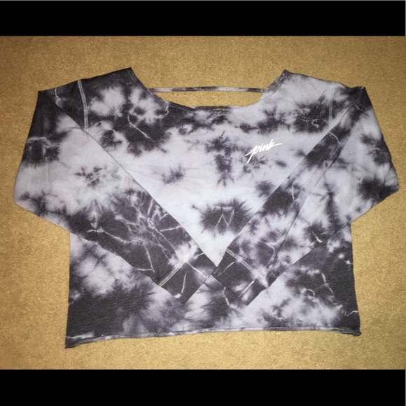 PINK Tie Dye Cropped Crossback Crewneck - Picture 1 of 5